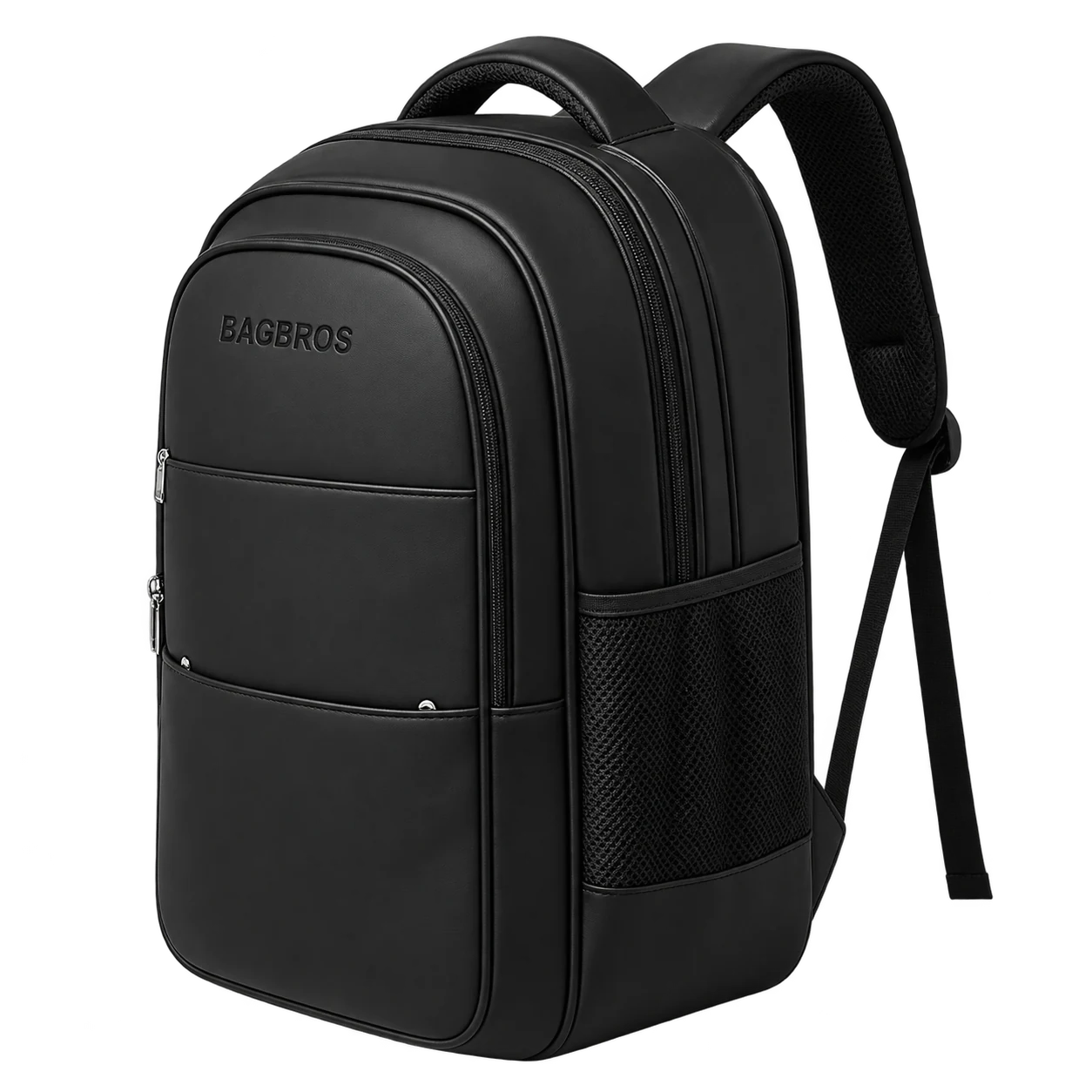 Bagbros Faux Leather Backpack (Black)