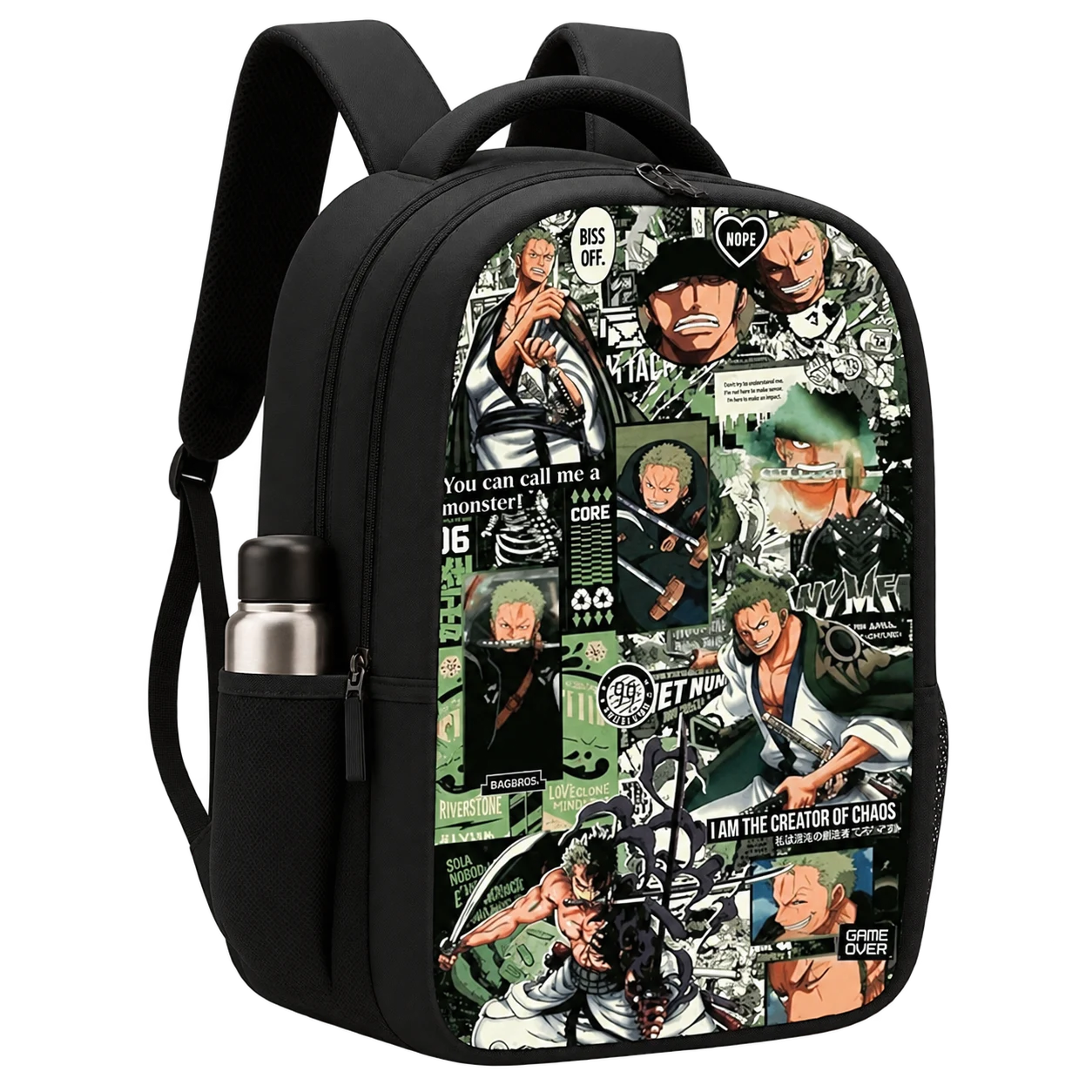 Bagbros 35L Roronoa Zoro Poster Printed Backpack (One Piece)