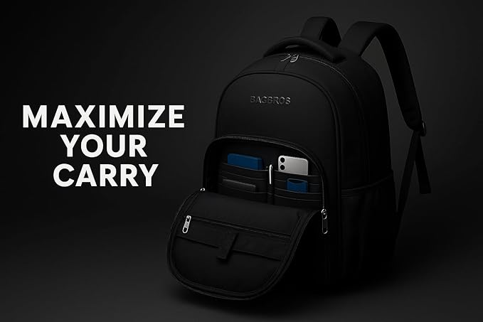 Bagbros Faux Leather Backpack (Black) - Image 4