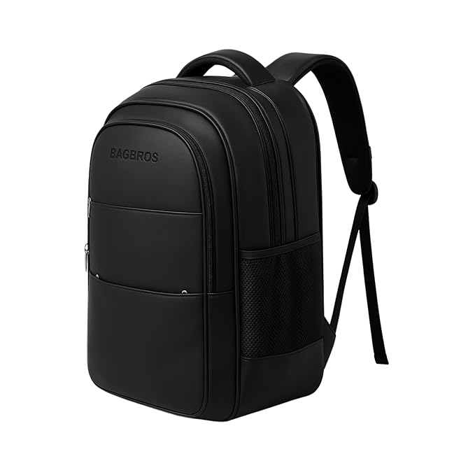 Bagbros Faux Leather Backpack (Black)