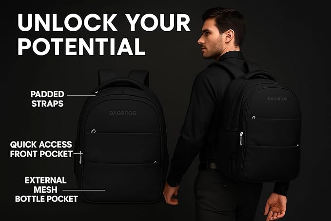 Bagbros Faux Leather Backpack (Black) - Image 2
