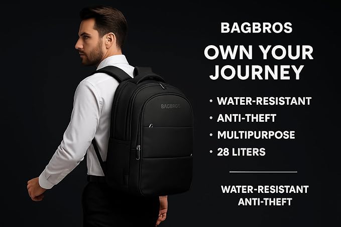 Bagbros Faux Leather Backpack (Black) - Image 3